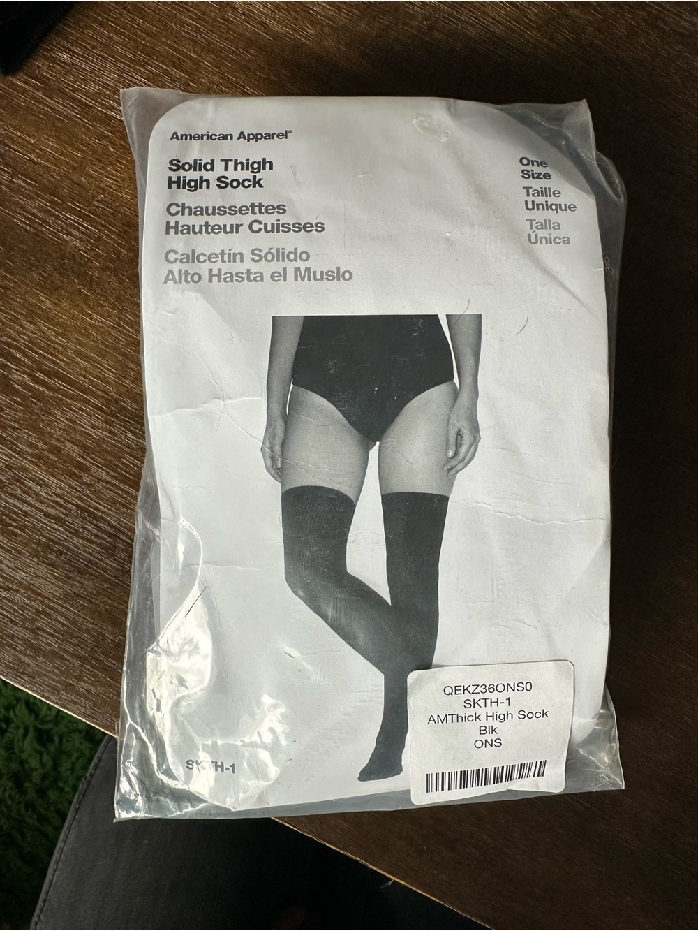 American Apparel Black Solid Thigh High Socks
